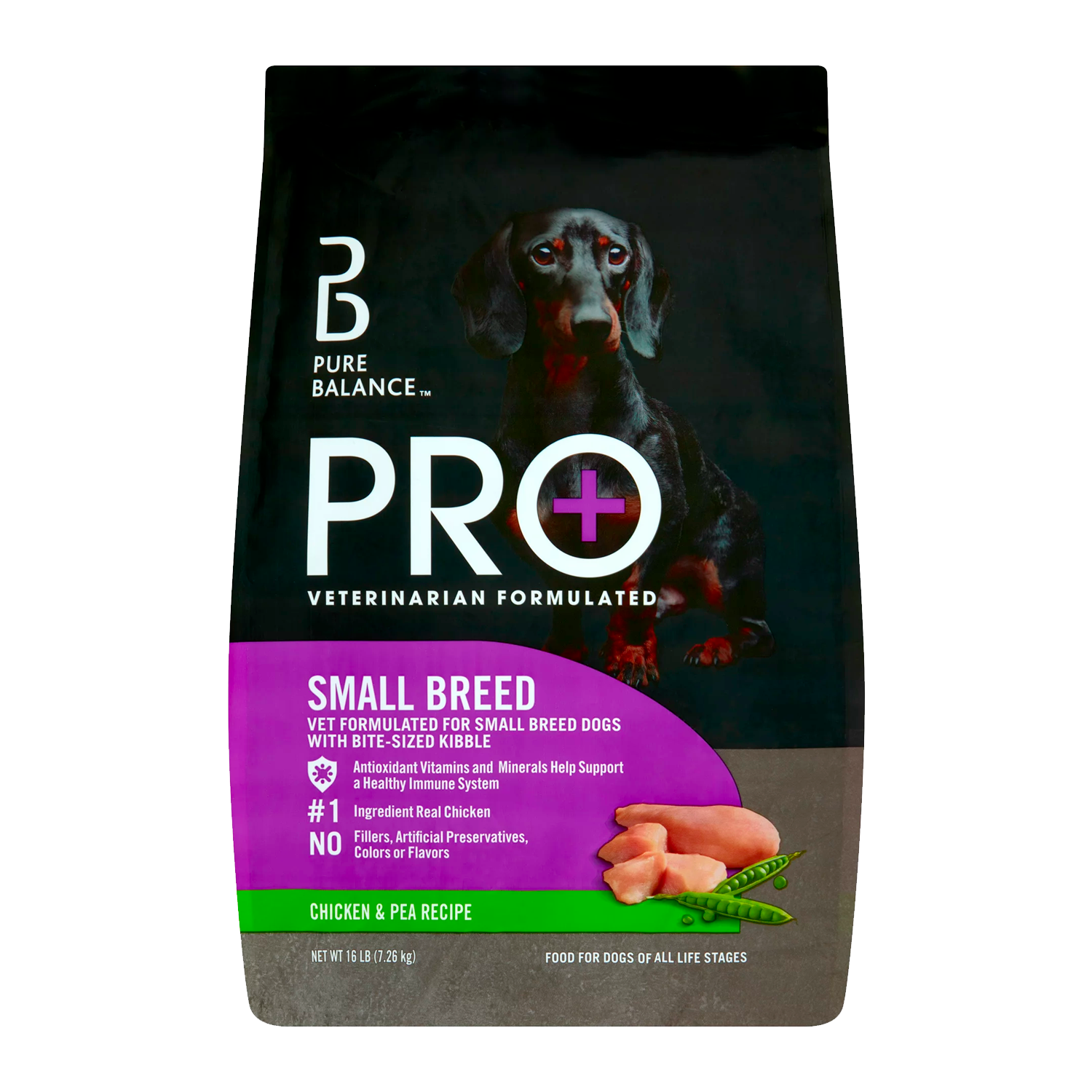 Pure Balance Pro+ Small Breed Chicken & Pea Recipe Dry Dog Food, 16 lbs