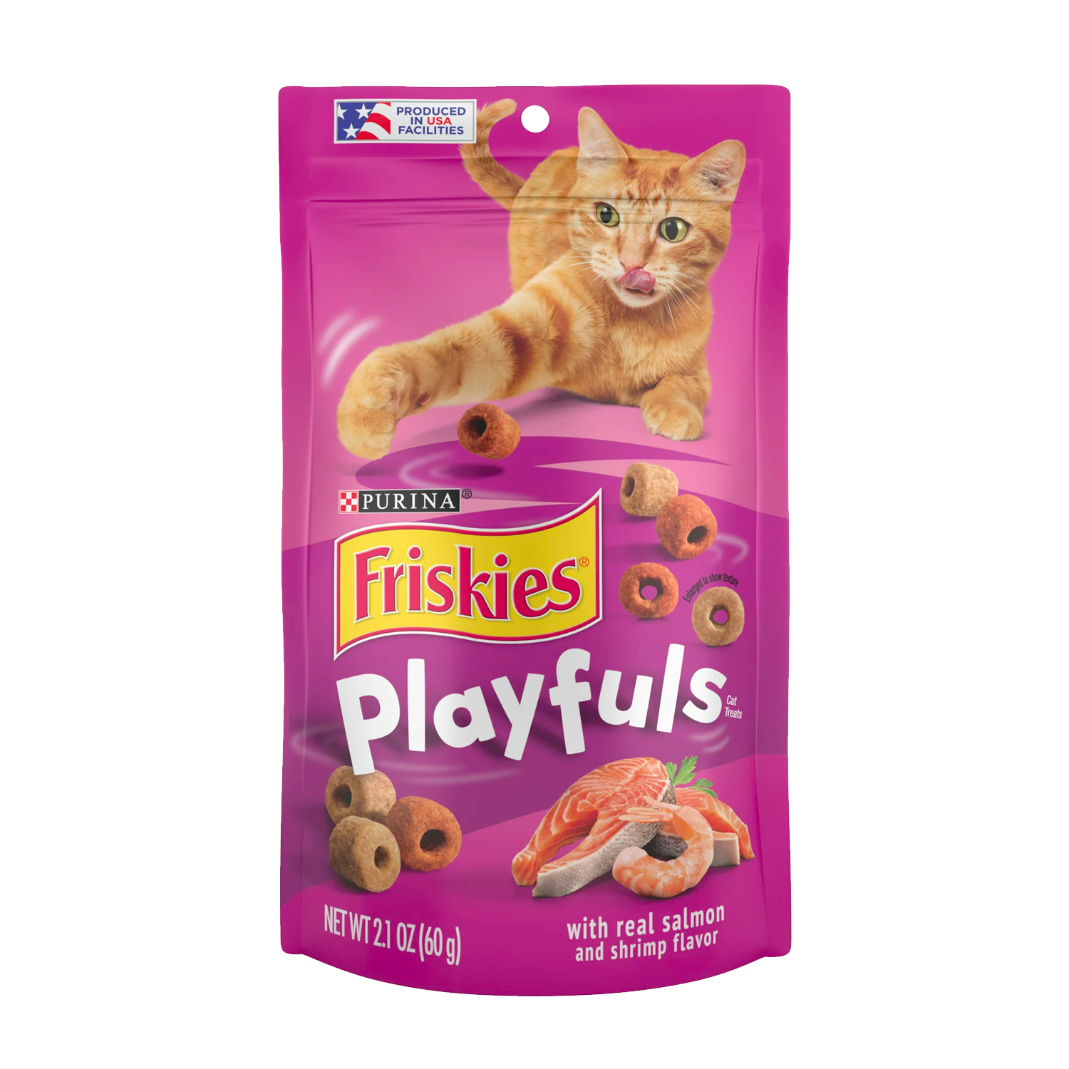 Purina Friskies Playfuls Salmon & Shrimp Flavor Treats for Cats, 2.1 oz Pouch